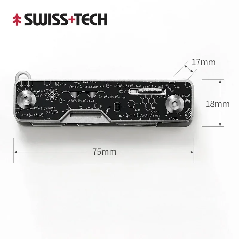 Nóż kieszonkowy Swiss Tech 9 w 1 z nożyczkami i śrubokrętem Czarny