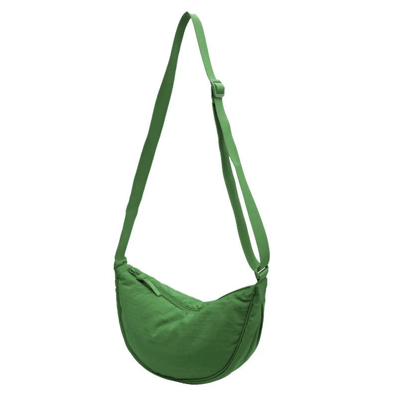Nylonowa torba crossbody w kształcie półksiężyca — duża pojemność Jasnozielony