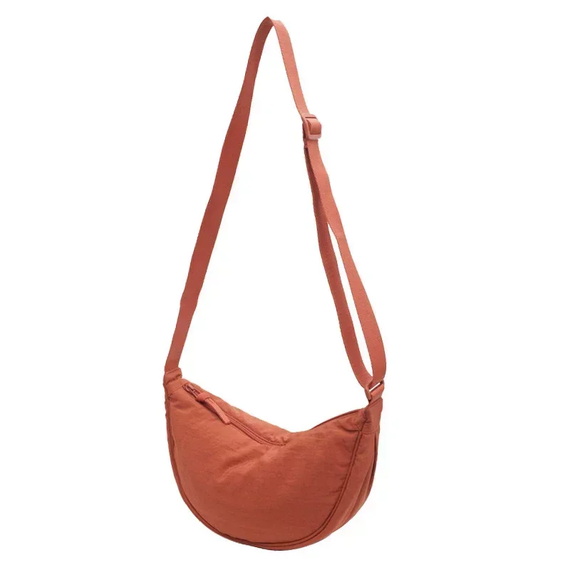 Nylonowa torba crossbody w kształcie półksiężyca — duża pojemność Pomarańczowy