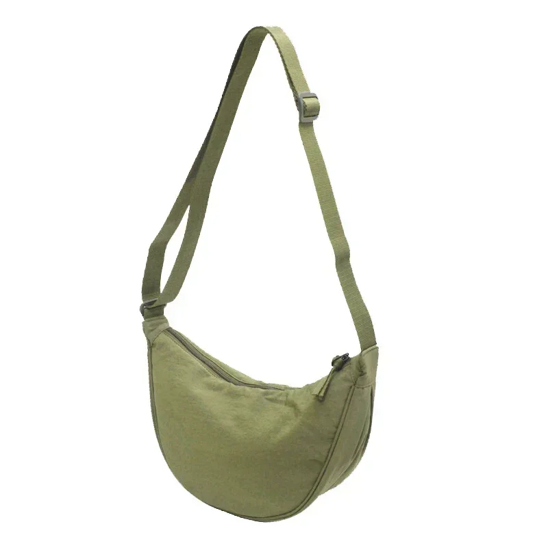 Nylonowa torba crossbody w kształcie półksiężyca — duża pojemność Zielony
