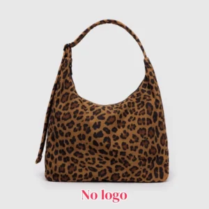 Nylonowa torba damska na ramię w kratę z paskiem crossbody A leopard print