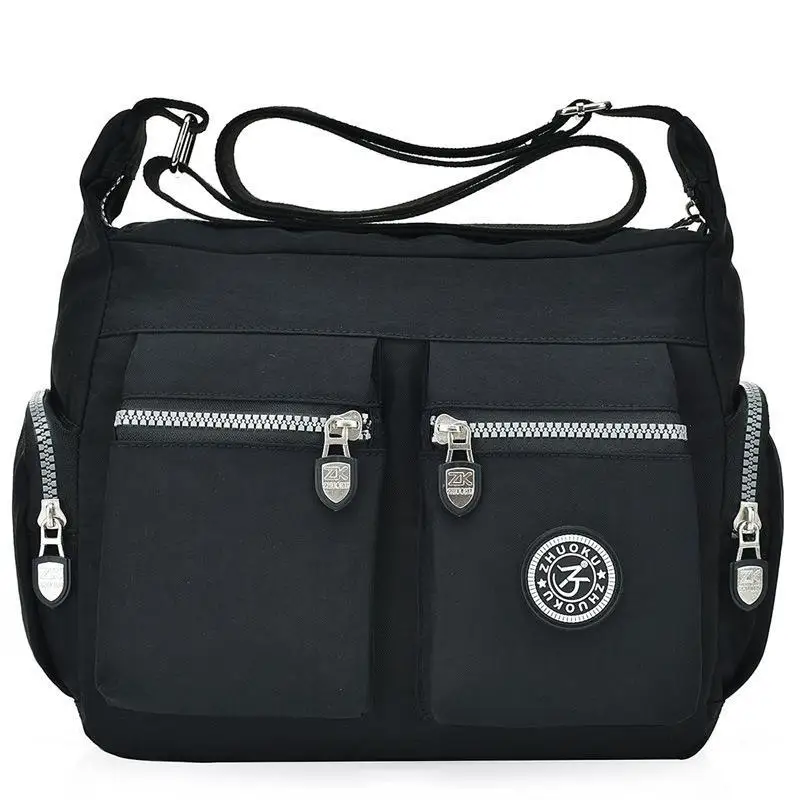 Nylonowa torebka na ramię Tilorraine crossbody — mała i solidna Czarny