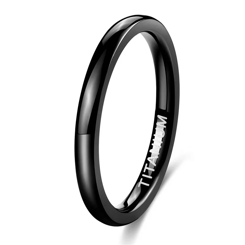 Gładka obrączka tytanowa dla kobiet i mężczyzn 2-6 mm Czarny 2mm