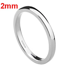 Gładka obrączka tytanowa dla kobiet i mężczyzn 2-6 mm Srebro 2mm