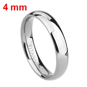 Gładka obrączka tytanowa dla kobiet i mężczyzn 2-6 mm Srebro 4mm