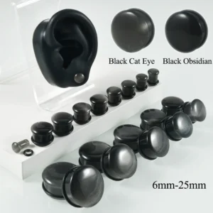 Obsydianowe zatyczki do uszu kocie oko expander gauge 2G-1 cal Czerwony