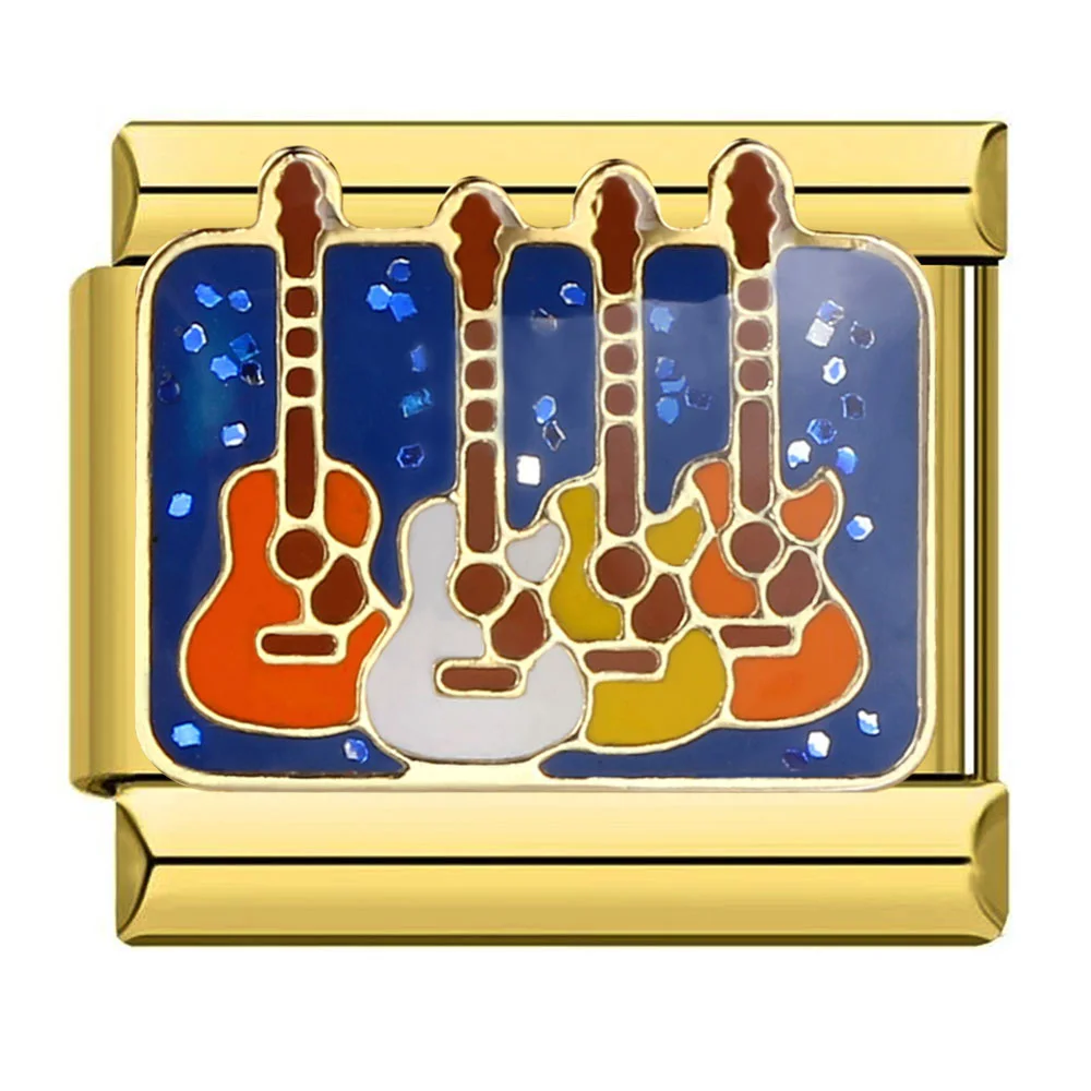 Ogniwa charm kot, gitara, auto do bransoletki 9 mm – stal Czerwony