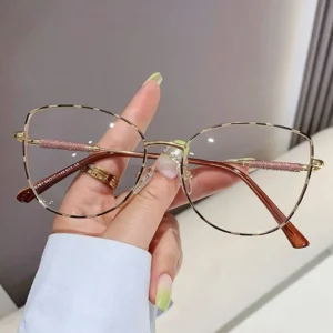 Okulary z filtrem niebieskiego światła kocie oko w metalowej oprawie C06
