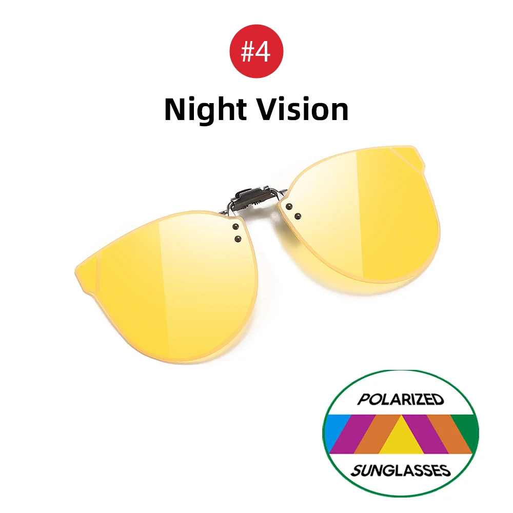 Damskie okulary przeciwsłoneczne cat eye z nakładką clip-on 4 night vision