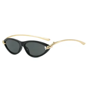 Okulary przeciwsłoneczne cat eye damskie, owalne UV400 Czarny