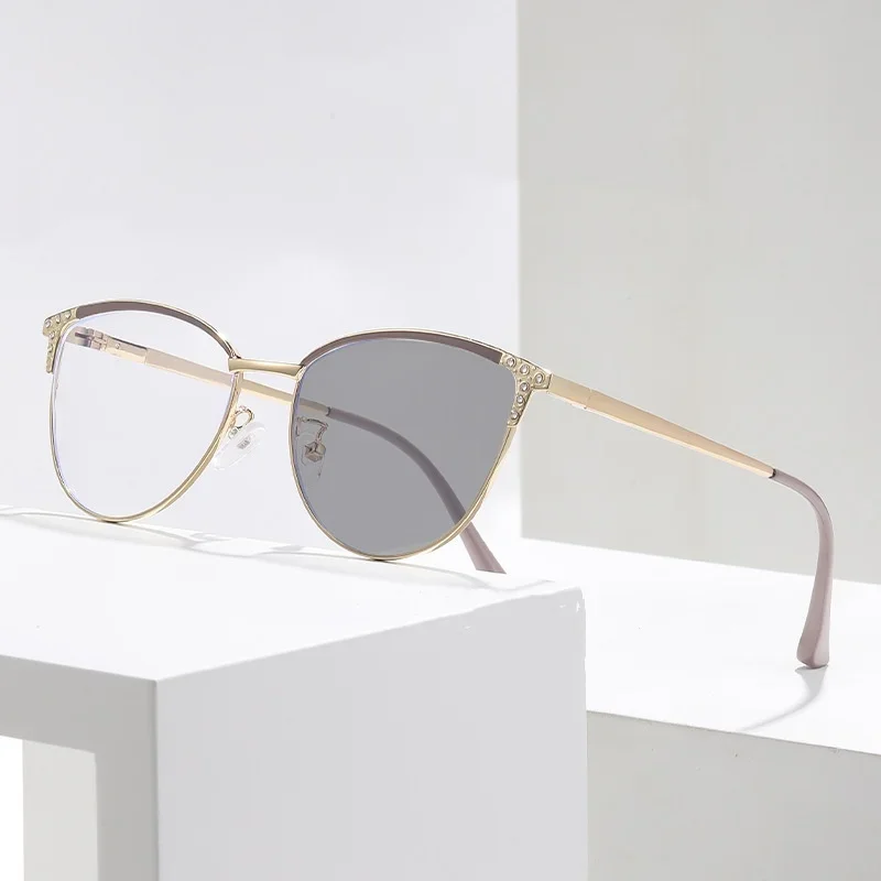 Okulary damskie kocie oko fotochromowe z filtrem antyrefleksyjnym Coffee(gray)