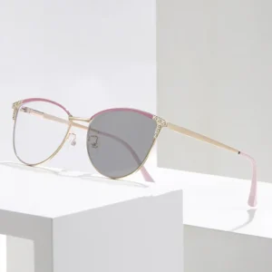 Okulary damskie kocie oko fotochromowe z filtrem antyrefleksyjnym Pink(gray)