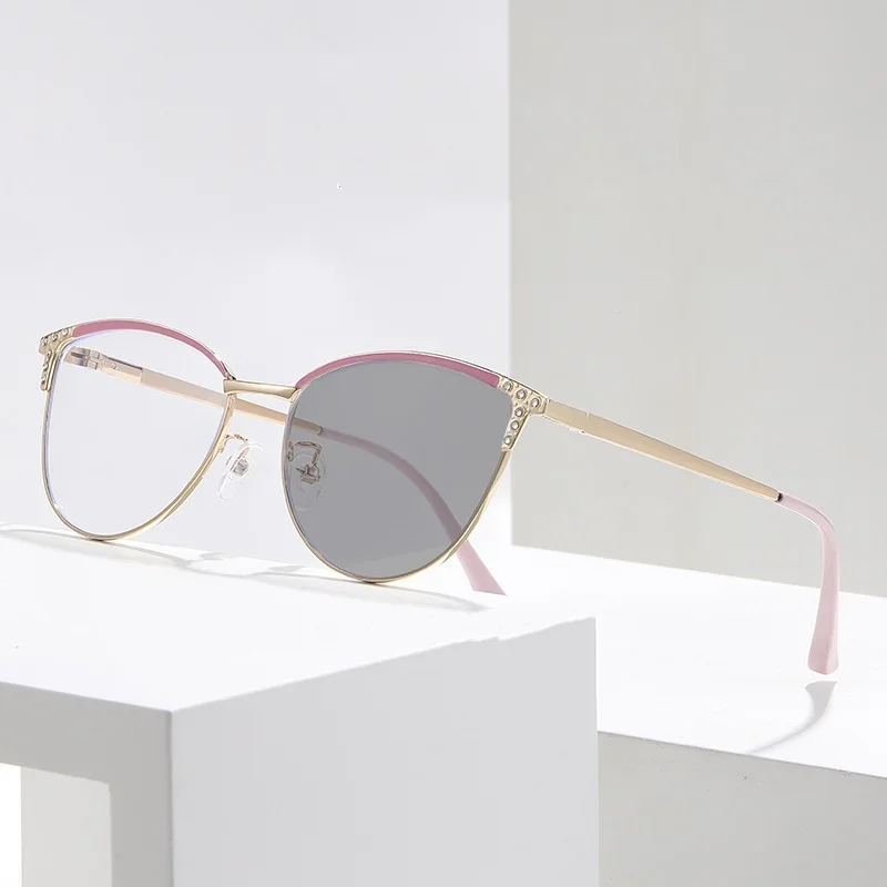 Okulary damskie kocie oko fotochromowe z filtrem antyrefleksyjnym Pink(gray)