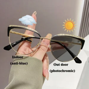 Okulary fotochromowe cat eye z filtrem światła niebieskiego C2