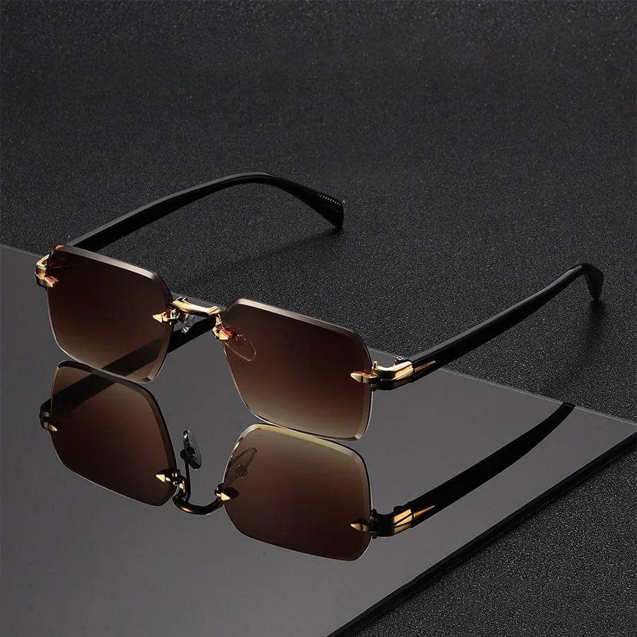 Okulary przeciwsłoneczne bez oprawek unisex z gradientem Tea
