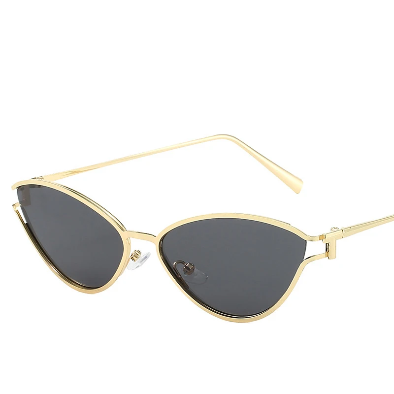 Damskie okulary przeciwsłoneczne cat eye z metalową oprawką UV400 Złoty