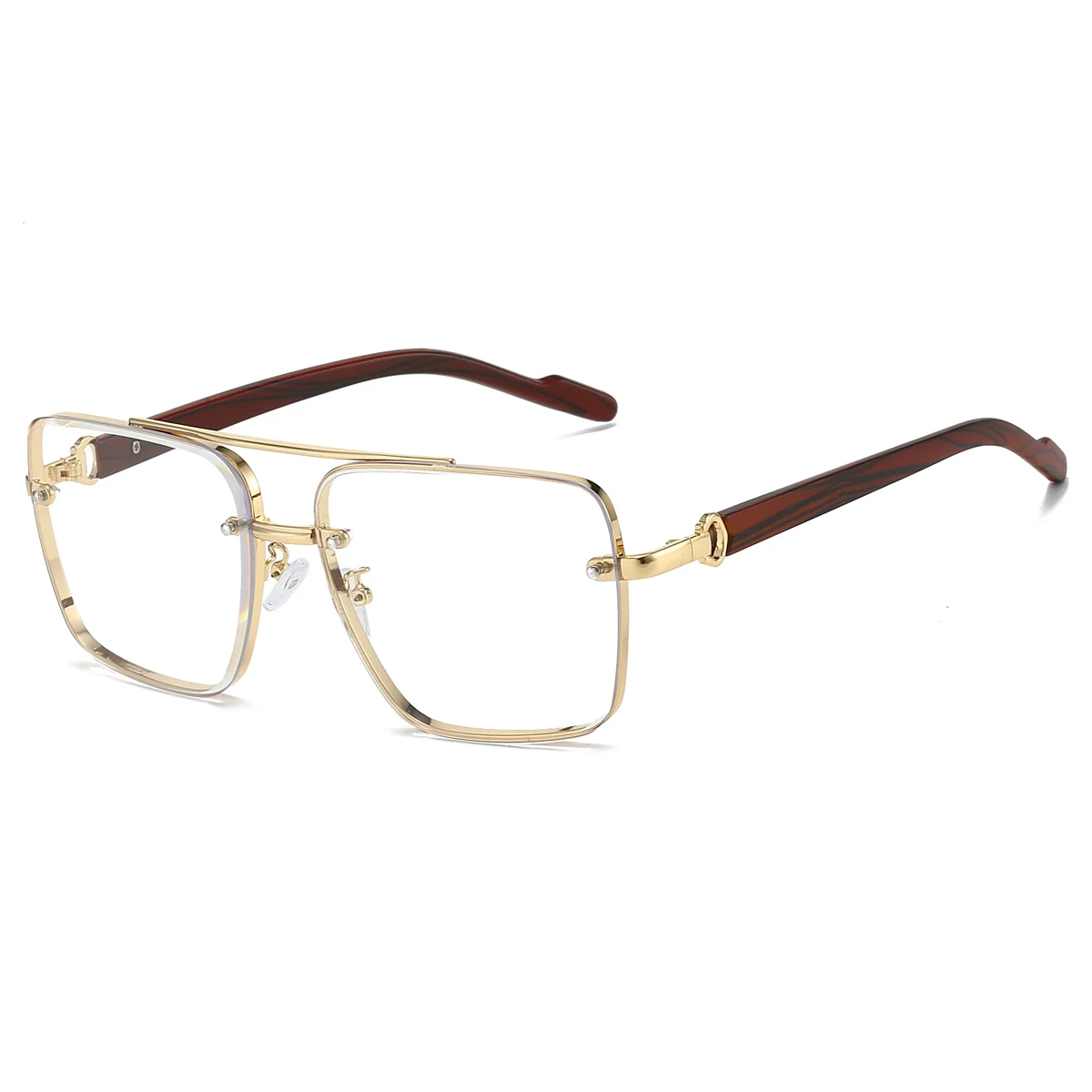 Okulary przeciwsłoneczne damskie kwadratowe z podwójnym mostkiem - retro Trans lens