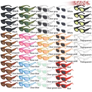 Okulary przeciwsłoneczne damskie prostokątne - zestaw 56 par (4everycolor)