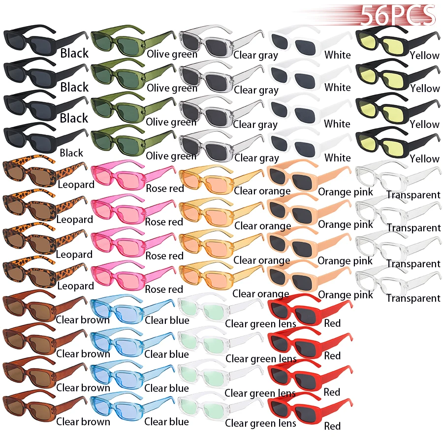 Okulary przeciwsłoneczne damskie prostokątne - zestaw 56 par (4everycolor)