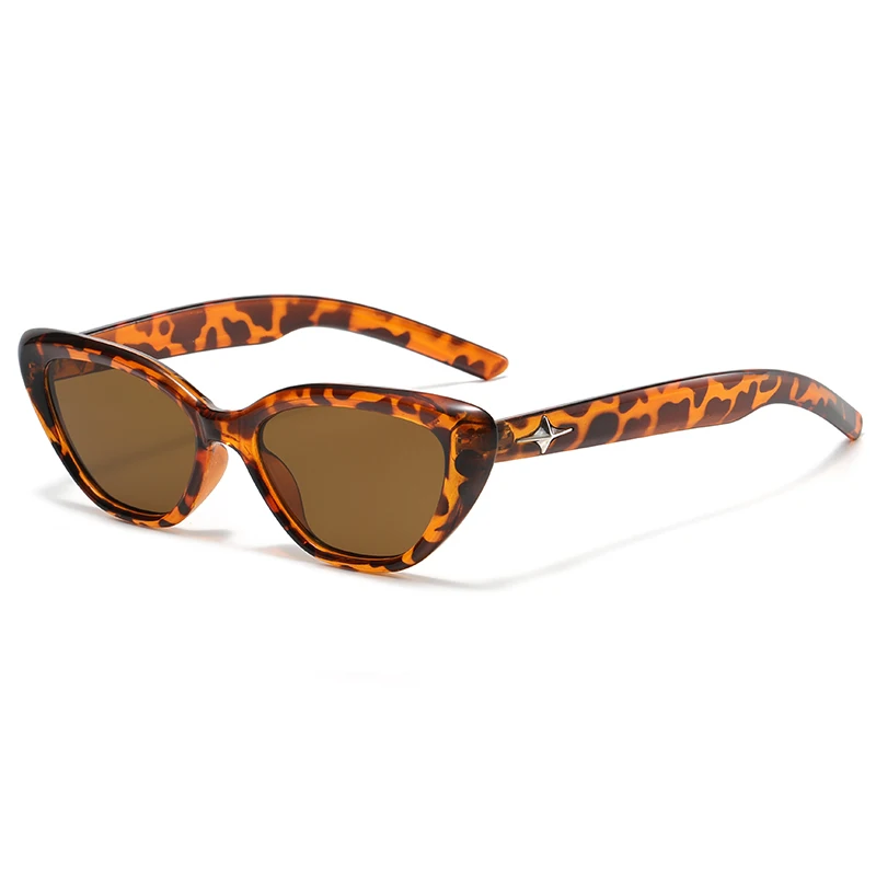 Okulary przeciwsłoneczne damskie kocie oko Cat Eye UV400 Leopard