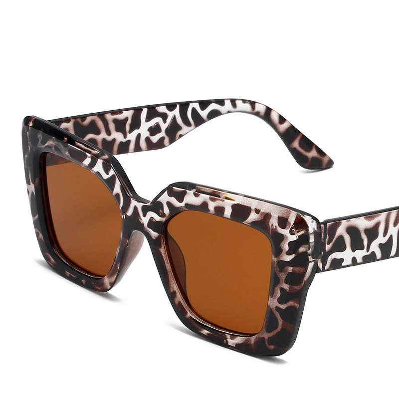 Okulary przeciwsłoneczne damskie kocie oko vintage w dużej oprawce Leopard
