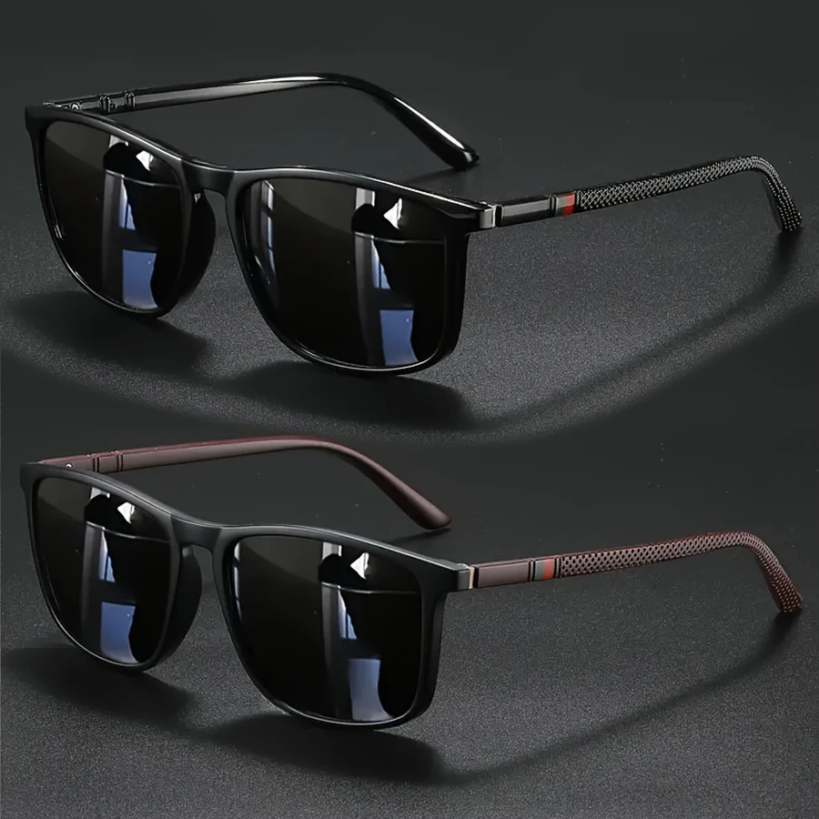 Okulary przeciwsłoneczne kwadratowe vintage UV400 (2 szt.) Czarny