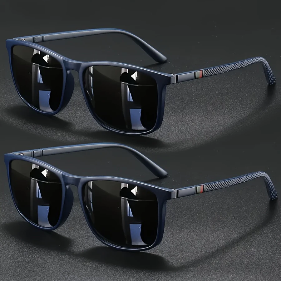 Okulary przeciwsłoneczne kwadratowe vintage UV400 (2 szt.) Niebiesko szary