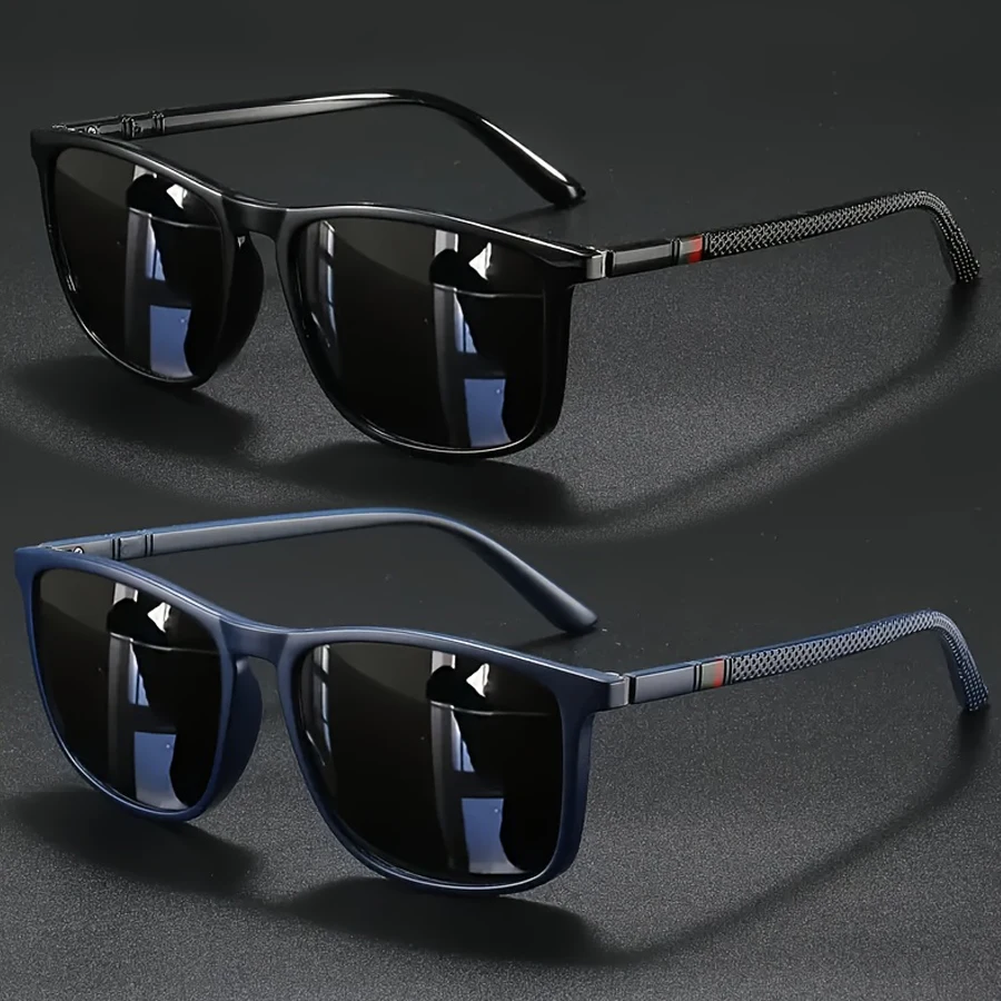 Okulary przeciwsłoneczne kwadratowe vintage UV400 (2 szt.) Szary