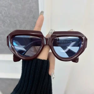 Okulary przeciwsłoneczne vintage kwadratowo-okrągłe unisex Darkredblue