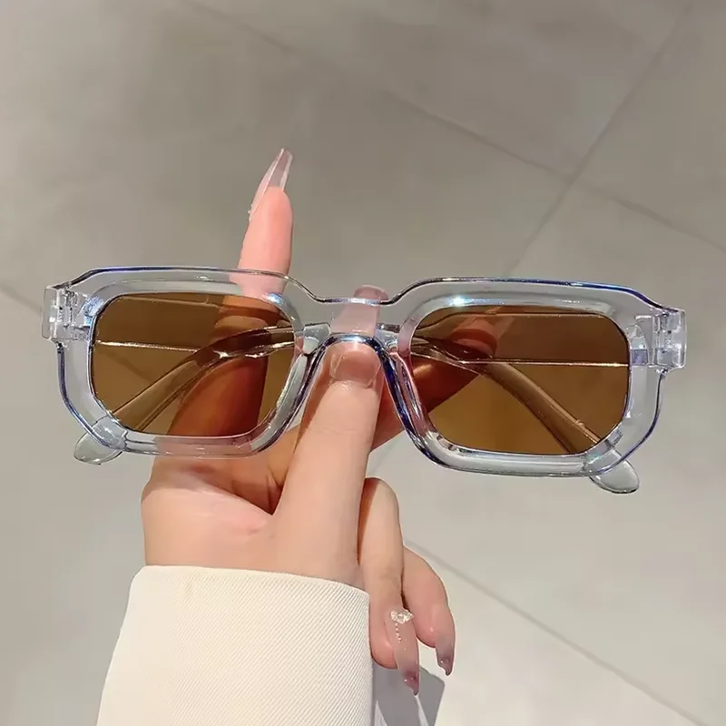 Okulary przeciwsłoneczne vintage prostokątne UV400 Brązowy