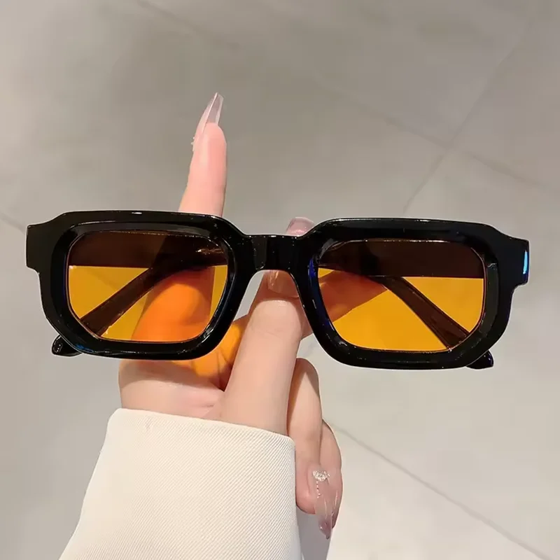 Okulary przeciwsłoneczne vintage prostokątne UV400 Pomarańczowy