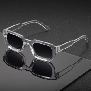 Okulary przeciwsłoneczne unisex w stylu vintage z prostokątnymi oprawkami UV400 Szary