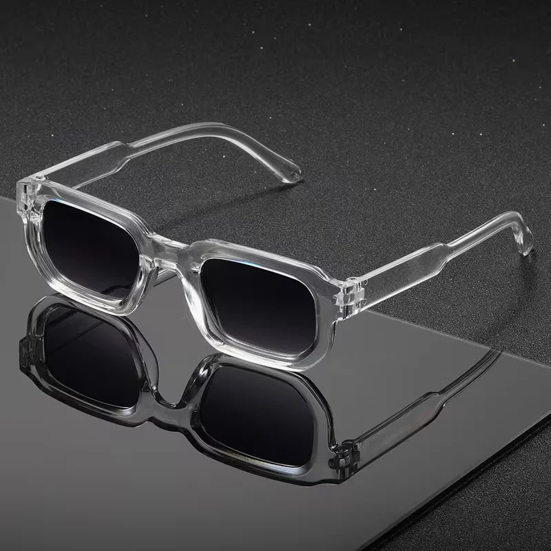 Okulary przeciwsłoneczne unisex w stylu vintage z prostokątnymi oprawkami UV400 Szary