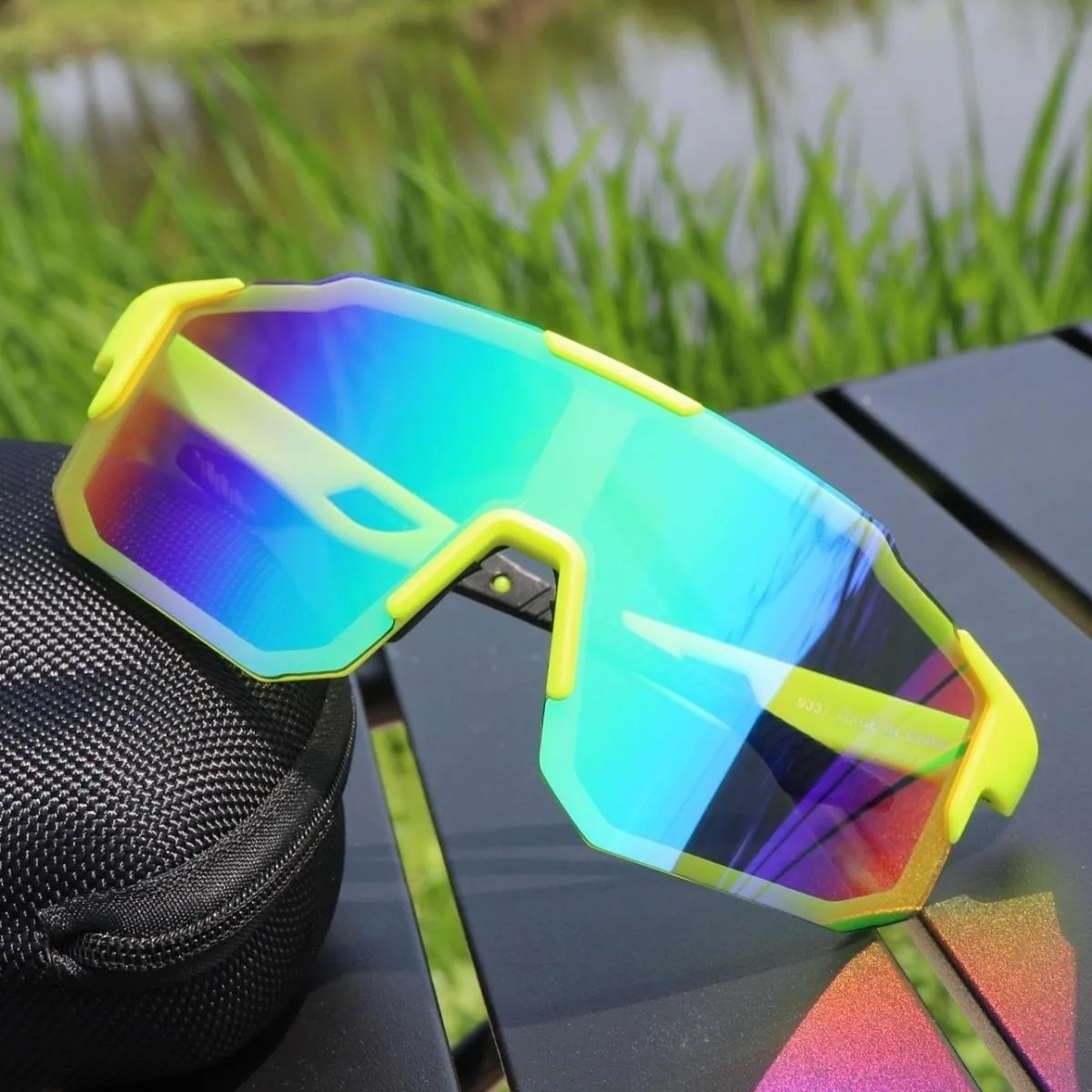 Okulary rowerowe sportowe UV400, duże oprawki na wędrówki i wspinaczkę Żółty