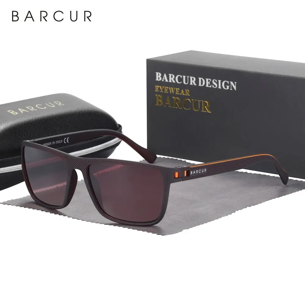 Sportowe okulary przeciwsłoneczne BARCUR TR90 z polaryzacją UV400 Gradient tea