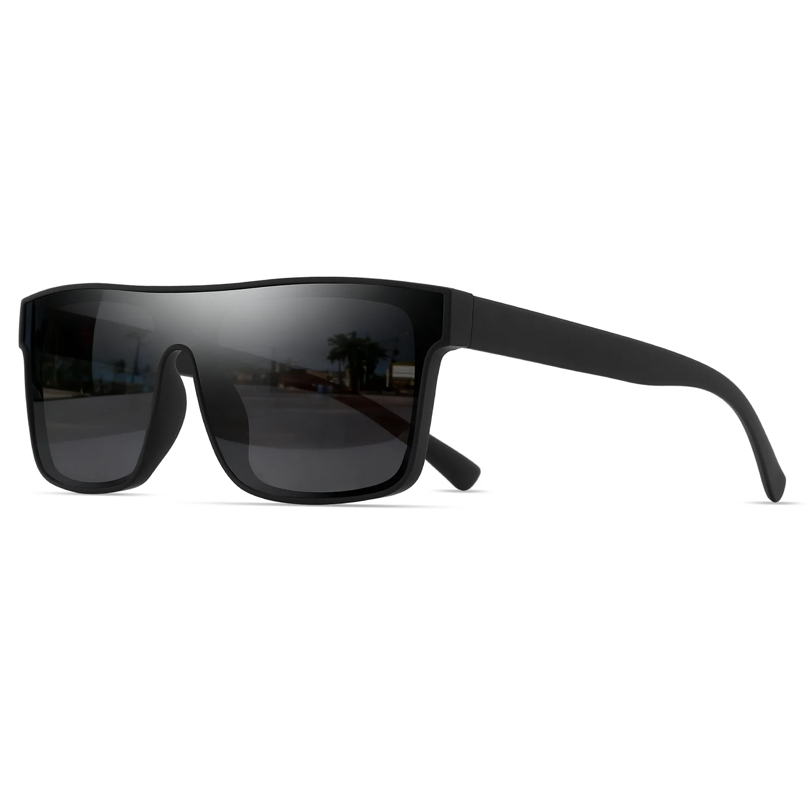 Sportowe okulary przeciwsłoneczne kwadratowe z efektem lustra UV400 Czarny