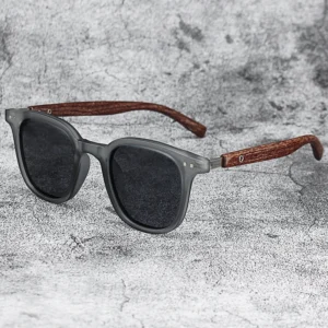 Okulary przeciwsłoneczne unisex w stylu vintage z imitacją drewna 5