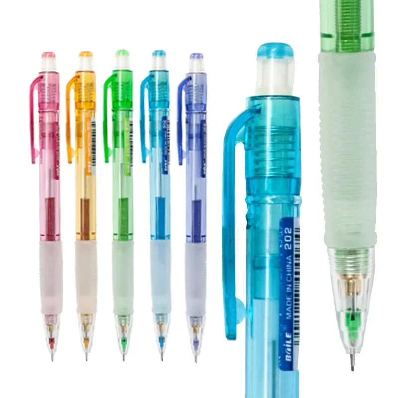 Ołówek automatyczny Kawaii 0,5 mm z gumką, 3 szt. Biały