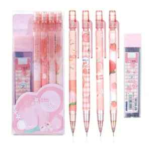 Ołówek automatyczny Kawaii 0,5 mm z wkładami HB, zestaw Biały