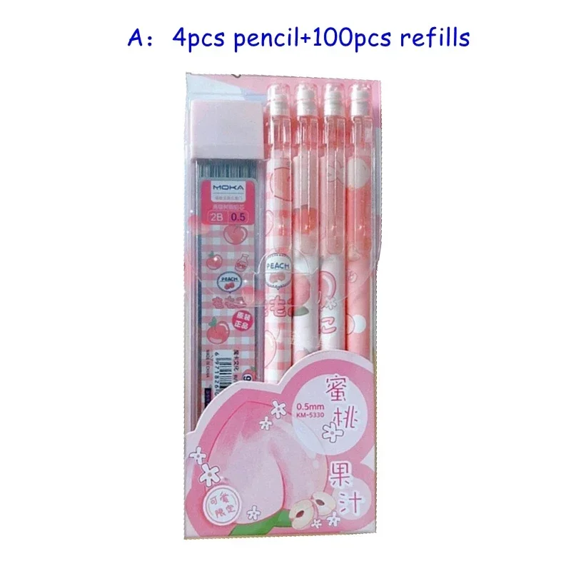 Ołówek automatyczny Kawaii 0,5/0,7 mm z grafitem 2B Czerwony
