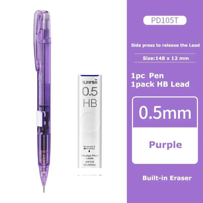 Ołówek automatyczny Pentel PD105T 0,5 mm boczny przycisk Pomarańczowy