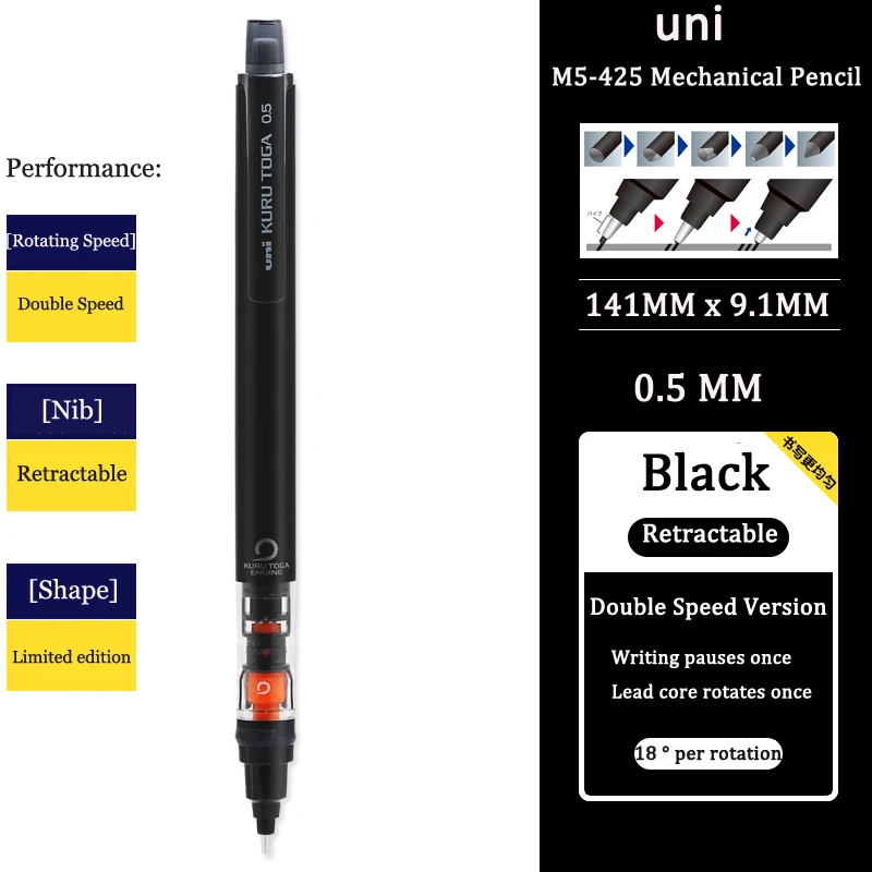 Ołówek automatyczny UNI 0,5 mm z obrotowym wkładem Czerwony