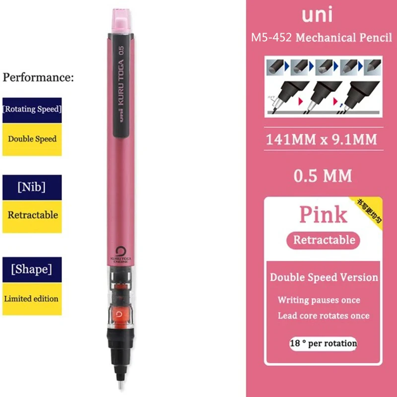 Ołówek automatyczny Uni Kurutoga 0,5 mm Czerwony