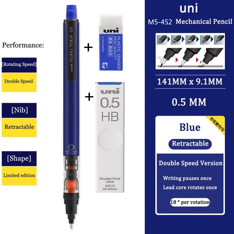 Ołówek automatyczny Uni Kurutoga 0,5 mm Niebieski