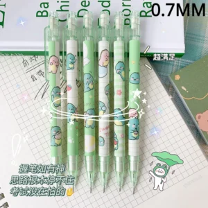 Ołówki automatyczne 0,5 mm z gumką Kawaii - 6 sztuk Bordowy