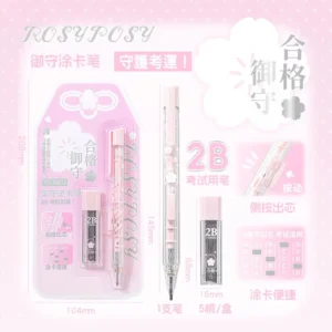 Ołówki automatyczne 2B Lucky Omamori - zestaw kawaii Biały