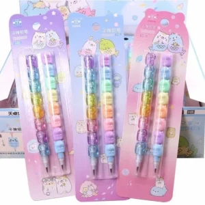 Ołówki automatyczne ze zwierzątkami Kawaii - zestaw 2 sztuk HB Biały