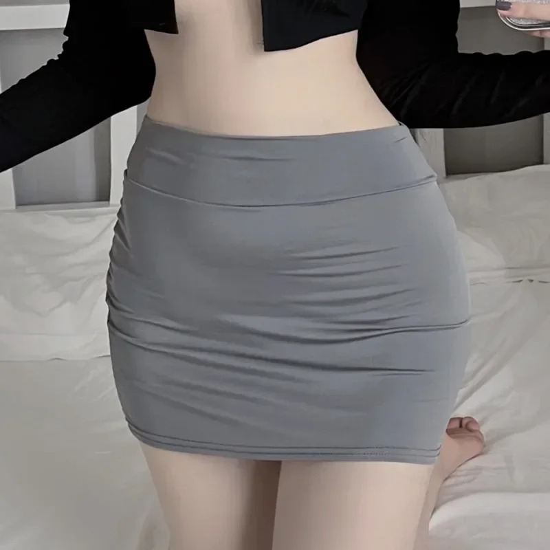 Ołówkowa mini spódniczka z wysokim stanem bodycon Szary