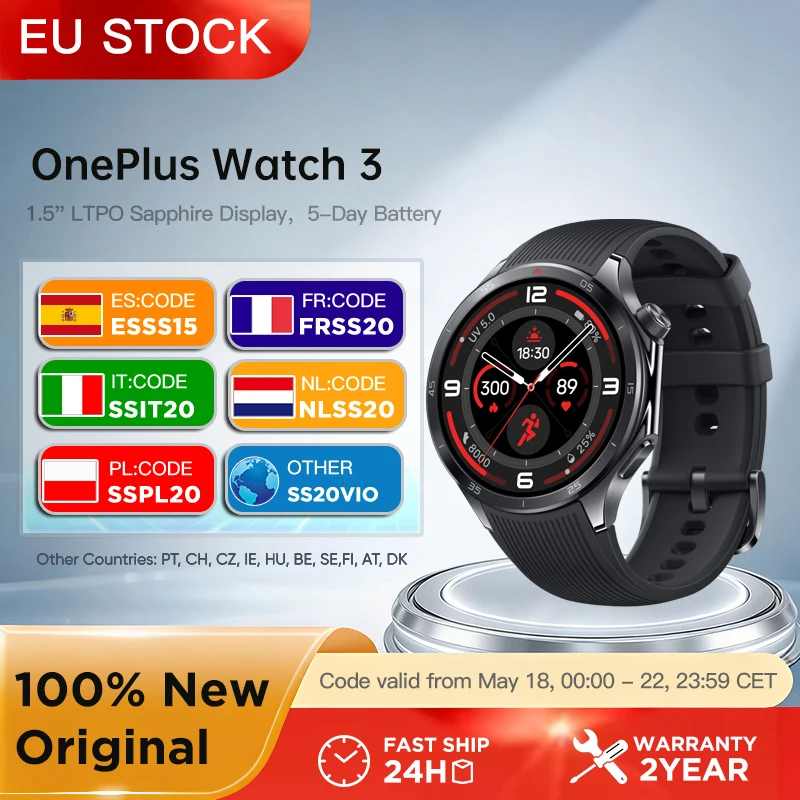 OnePlus Watch 3 smartwatch AMOLED z GPS i Wear OS Zielony