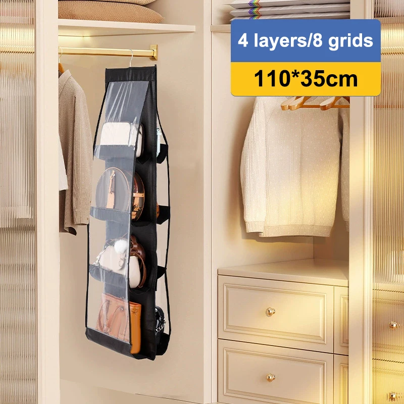 Organizer do Torebek Wiszący – 6 lub 8 Kieszeni Oxford Czarny